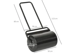 Outsunny Rasenmäher|Rasenwalze|Rasenwalze mit U-Griff 38l  58 x 32,5 x 113 cm