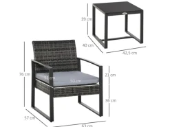 Outsunny Gartenmöbel-Sets|Balkonmöbel|Rattan Gartenmöbel Set 3 tlg. Balkonmöbel Set