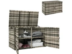 Outsunny Auflagenboxen|Rattan-Auflagenbox 2-Ebenne PE-Rattan 118L x 57B x 69H cm Mischgrau