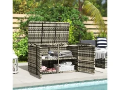 Outsunny Auflagenboxen|Rattan-Auflagenbox 2-Ebenne PE-Rattan 118L x 57B x 69H cm Mischgrau