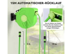 Schlauchtrommel 15+1,5m Automatik Schwenkbar Druckluft Kunststoff*Outsunny Outlet