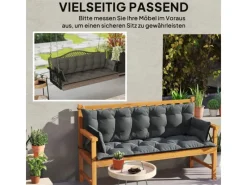 Outsunny Sitzkissen|Sitzkissen-Set für Draußen  Polyester Dunkelgrau 180L x 110B x 8H cm