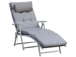 Sonnenliege Gartenliege Klappbar mit Kissen Grau*Outsunny Best