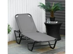 Sonnenliege 5-Stufig Verstellbare Gartenliege Grau Schwarz*Outsunny Online