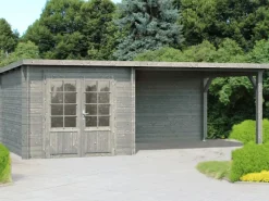 Ella Holz-Gartenhaus Grau Flachdach Tauchgrundiert 592 cm x 300 cm*Palmako Online