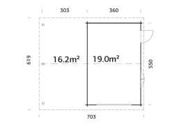 Palmako Gartenlauben|Garage Roger ohne Tor 653 x 550 cm FSC®