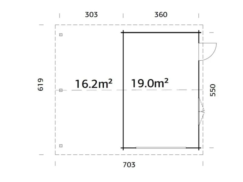 Palmako Gartenlauben|Garage Roger ohne Tor 653 x 550 cm FSC®