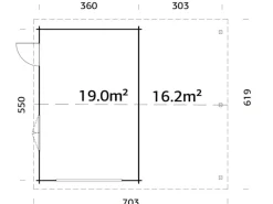 Palmako Gartenlauben|Garage Roger ohne Tor 653 x 550 cm FSC®