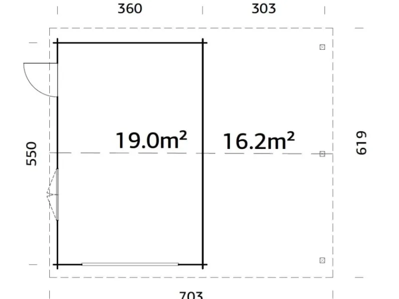 Palmako Gartenlauben|Garage Roger ohne Tor 653 x 550 cm FSC®