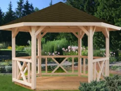 Palmako Pavillons|Holz-Pavillon Betty Natur unbehandelt 384 cm x 337 cm ohne Fußboden