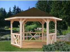 Palmako Pavillons|Holz-Pavillon Betty Natur unbehandelt 384 cm x 337 cm ohne Fußboden