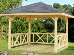 Palmako Pavillons|Holz-Pavillon Betty Natur unbehandelt 300 cm x 300 cm ohne Fußboden