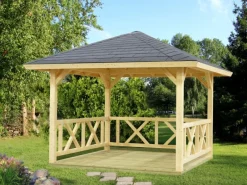 Palmako Pavillons|Holz-Pavillon Betty Natur unbehandelt 300 cm x 300 cm ohne Fußboden