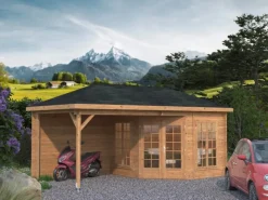 Palmako Gartenlauben|Holz-Pavillon Melanie Braun 557 cm x 280 cm inkl.Fußboden