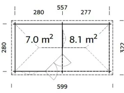 Palmako Gartenlauben|Holz-Pavillon Melanie Braun 557 cm x 280 cm inkl.Fußboden