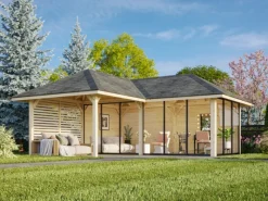 Palmako Pavillons|Pavillon Bianca Set 514 Slide Plus 588 x 588 cm Lackiert Weiß FSC®