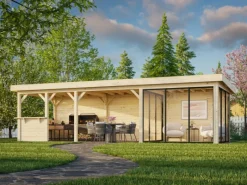 Palmako Gartenlauben|Pavillon Lenna Set 416 Slide 876 x 300 cm Lackiert Weiß FSC®