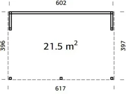 Palmako Gartenlauben|Pavillon Nova 21,5 m² Kit Tauchgrundiert 602 cm x 396 cm
