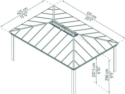 Dallas Garden Gazebo 306,7 cm x 611 cm x 425 cm Anthrazit*Palram - Canopia