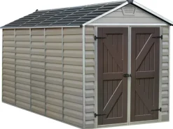 Palram - Canopia Kaminholzregale|Kunststoff-Gerätehaus Skylight 1.9 x 3.8 Beige-Braun 6,3 m²