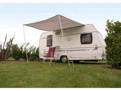 Peddy Shield Sonnensegel|Wohnwagensonnensegel Silbergrau 250 cm x 240 cm mit Regenschutz