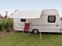 Peddy Shield Sonnensegel|Wohnwagensonnensegel Silbergrau 250 cm x 240 cm mit Regenschutz