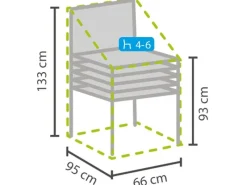 Perel Schutzhüllen|Gartenmöbel-Sets|Garten-Schutzhülle für Stapelsessel 133 cm x 66 cm x 95 cm