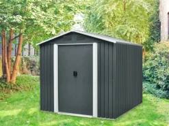 Pergart Gartenschränke|Metall-Gerätehaus Dresden Grau-Creme 3,66 m²