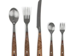 Petromax Campingzubehör|Camping Besteck Edelstahl Holzgriff 5-teilig