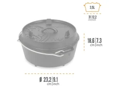 Petromax Campingzubehör|Dutch Oven FT4.5 Schwarz mit Standfüßen 3,5 l
