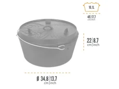 Petromax Campingzubehör|Dutch Oven FT18 Schwarz mit Standfüßen ca. 17,3 l