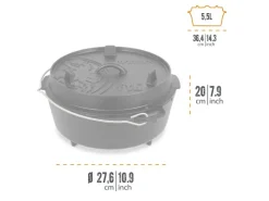 Petromax Campingzubehör|Grillzubehör|Dutch Oven FT6 Schwarz mit Standfüßen 5,5 l