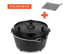 Dutch Oven Set FT9-T-Scrub Schwarz mit planem Boden 7,5 l Ø 23,9 cm*Petromax Hot