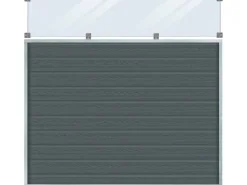 Plus Balkonsichtschutz|Holz Sichtschutzzaun Artura WPC Schiefergrau mit Glas 180 cm x 175 cm