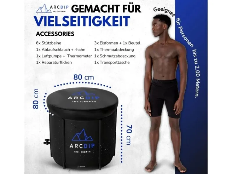 Arcdip Eisfass Eisbad Eistonne 70 x 80 cm Zum Eisbaden*Poolomio