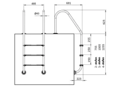 Poolleiter Einhängeleiter Edelstahl  2-stufig für Pools ab  0,90 m*Poolomio Sale