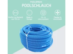 Poolomio Poolreinigung|Poolschlauch 32mm Blau mit Trennmuffen, 9,9 Meter