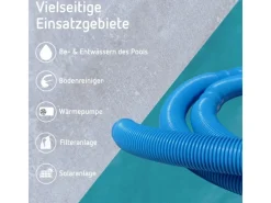 Poolomio Poolreinigung|Poolschlauch 32mm Blau mit Trennmuffen, 9,9 Meter