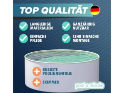 Stahlwandpool Set Rund 600 x 150 cm Aufstellpool mit 0,6 mm Stahlwand, 0,8 mm Innenfolie Sand, Skimmer und Einlaufdüse*Poolomio Discount