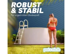 Stahlwandpool Set Rund 600 x 150 cm Aufstellpool mit 0,6 mm Stahlwand, 0,8 mm Innenfolie Sand, Skimmer und Einlaufdüse*Poolomio Discount