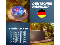 Stahlwandpool Set Rund 360 x 120 cm Graphite Aufstellpool mit Innenfolie Skimmer und Einlaufdüse*Poolomio Clearance