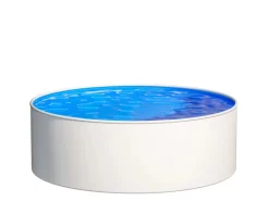 Stahlwandpool Set Rund 360 x 120 cm Weiß Aufstellpool mit Innenfolie, Skimmer und Einlaufdüse*Poolomio Discount