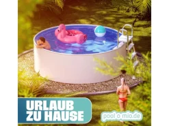 Stahlwandpool Set Rund 360 x 120 cm Weiß Aufstellpool mit Innenfolie, Skimmer und Einlaufdüse*Poolomio Discount