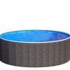 Stahlwandpool Set Rund 460 x 120 cm Rattan Aufstellpool mit Innenfolie, Skimmer und Einlaufdüse*Poolomio Best