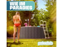 Stahlwandpool Set Rund 360 x 120 cm Rattan Aufstellpool mit Innenfolie, Skimmer und Einlaufdüse*Poolomio Discount