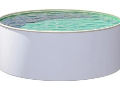 Stahlwandpool Set Rund 400 x 120 cm Aufstellpool mit 0,6 mm Stahlwand, 0,6 mm Innenfolie Sand, Skimmer und Einlaufdüse*Poolomio Clearance