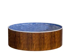 Stahlwandpool Set Rund 550 x 120 cm Holzoptik Aufstellpool mit Innenfolie, Skimmer und Einlaufdüse*Poolomio Best