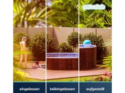 Stahlwandpool Set Rund 550 x 120 cm Holzoptik Aufstellpool mit Innenfolie, Skimmer und Einlaufdüse*Poolomio Best