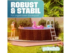 Stahlwandpool Set Rund 550 x 120 cm Holzoptik Aufstellpool mit Innenfolie, Skimmer und Einlaufdüse*Poolomio Best