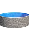 Stahlwandpool Set Rund 360 x 90 cm Steinoptik Aufstellpool mit Innenfolie, Skimmer und Einlaufdüse*Poolomio Online